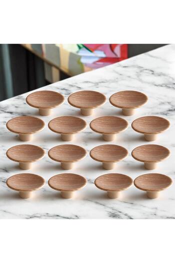 GLASWEN 15Pcs Bohemian Plastic Dish Handle Walnut Button Furniture Kitchen Wardrobe Cabinet Drawer Handle Handles