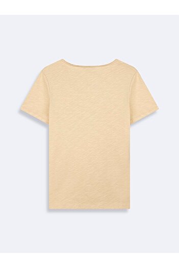Ltb Basic Short Sleeve U Neck Regular Brown Color T-Shirt