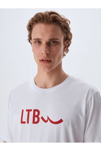 Ltb Κοντό μανίκι Crew Neck Κανονικό λευκό μπλουζάκι