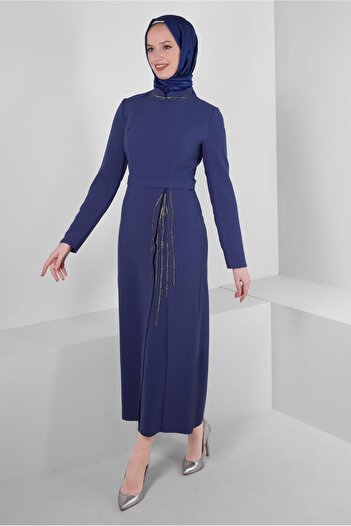 Alvina STONE EMBROIDERY DETAILED CREPE DRESS 43544