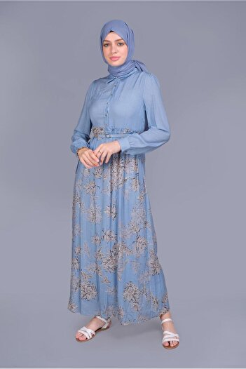 Alvina ÇİÇEKLİ FERMUARLI ELBİSE 41549