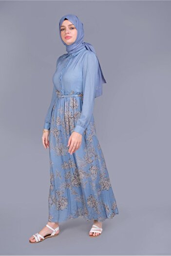 Alvina ÇİÇEKLİ FERMUARLI ELBİSE 41549