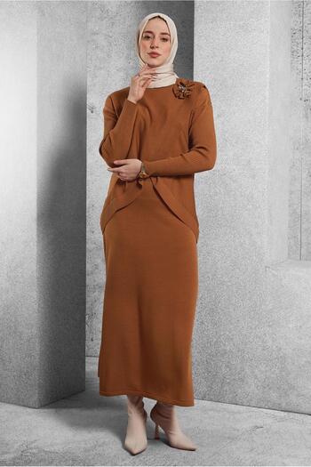 Alvina 44911 Model Brooch Detailed Skirt Set