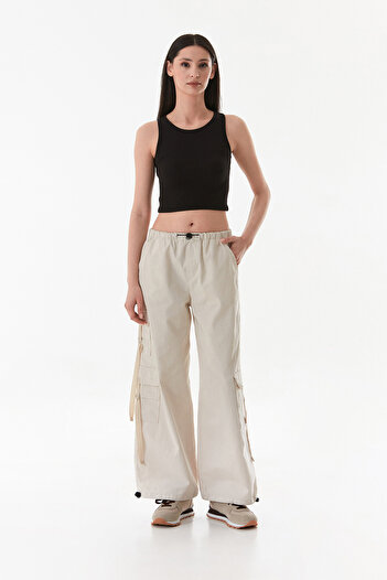 Fulla Moda Cargo Pocket Gabardine Trousers with Waist and Leg Stoppers