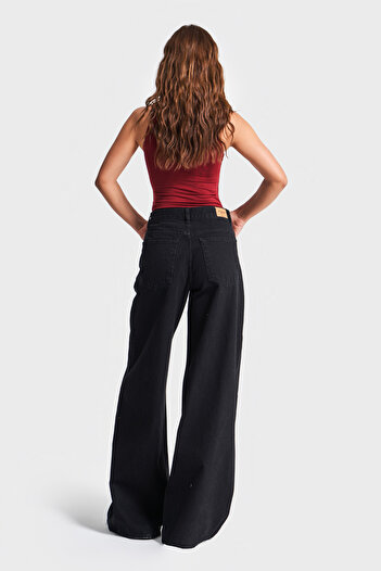 its basic Γυναικείο Μαύρο Χρώμα Hera 1w41 Palazzo Fit Loose Fit τζιν