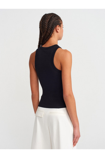 Dilvin 20652 Corded Sleeveless Top-Black
