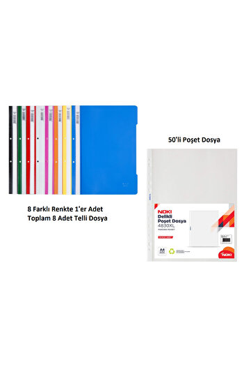 KarmaOfis Ring Binder Set 1 (8 Different Colors, Total 8 Ring Binders + 50 Bag Binders)