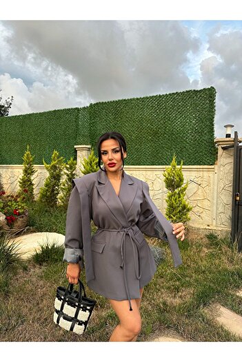buqre's moda Oversize Blazer Jacket with Tie