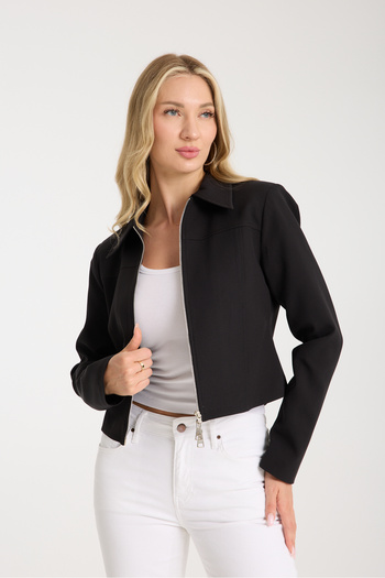ŞEYDA ERTEM Short Jacket Black Color with Stitching Detail