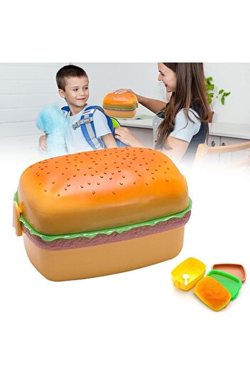 fulina Portable 3-Tier Burger Lunch Box,With Spoon,Insulated,Anti slip & Waterproof,for Picnics,Outings