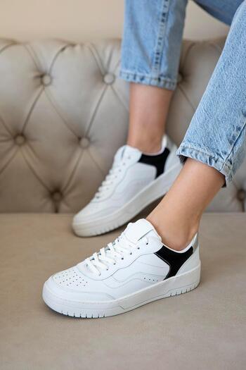 STRASWANS Wantt Women's Leather Sneakers White-black
