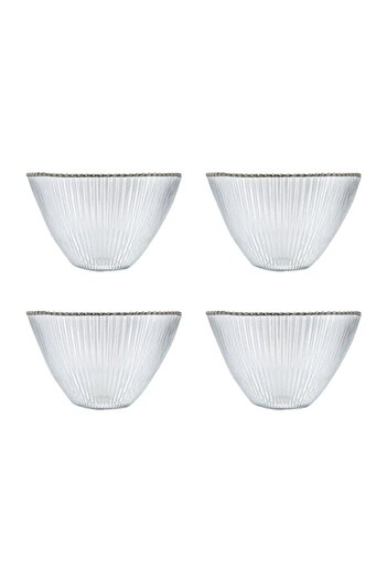 Porland Moon 4-Piece Silver Glass Bowl 22 Cm