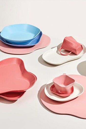 Kütahya Porselen Pink Scallop 28X25 cm 2 Piece Boat Set