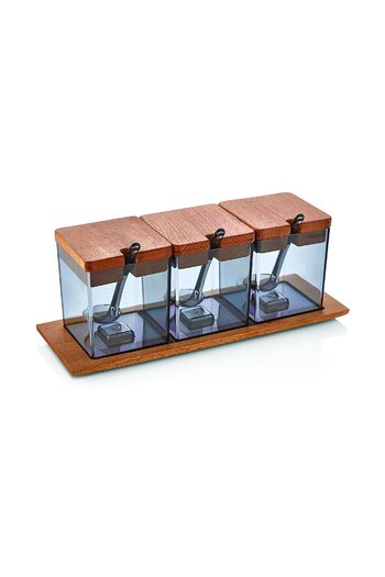 Evdek Set of 3 Smoked Spices with Spoons 26x9 Cm