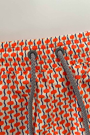 AYYILDIZ 845 Men's Cream Orange Patterned Swim Shorts