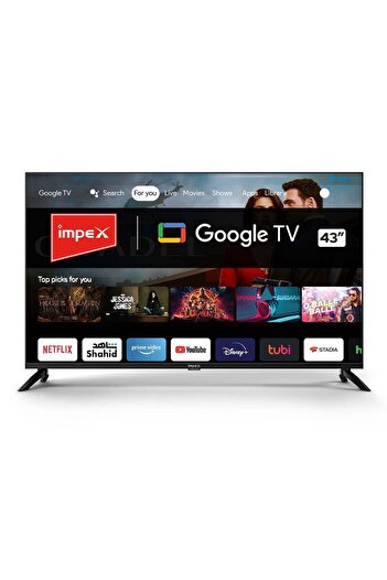 İMPEX 43 Inch FHD Google TV-Frame Less Design Mirror Cast And E-Share, HDMI\USB\ Wi-Fi,Netflix, YouTube
