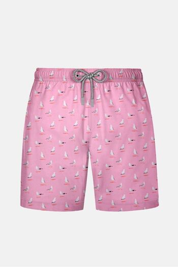 AYYILDIZ 845 Men's Pink Seagull Patterned Swim Shorts