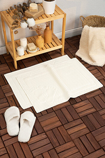 FAVORA Leoline 100% Cotton Premium 2-Pack Foot Towel - Cream