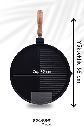 Bonera Çok Amaçlı 32cm Döküm Grill Tava
