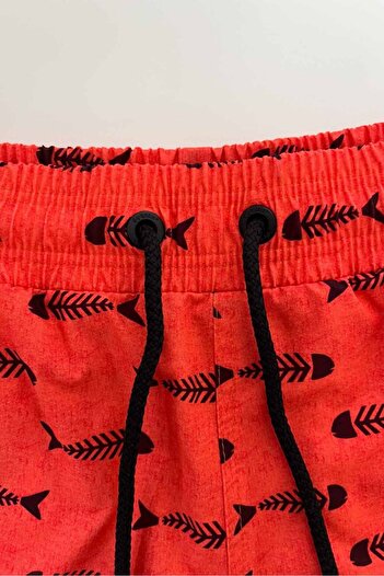 AYYILDIZ 845 Men's Orange Fish Patterned Swim Shorts