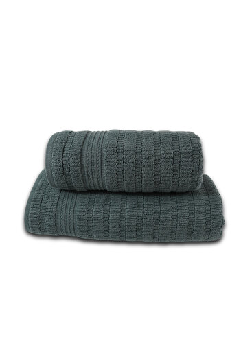 Class Home Collection Set of 2 highly absorbent towels, 100% Cotton Jacquard, 530 gsm, 50x100cm + 70x140cm, Anthracite