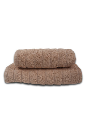 Class Home Collection Set of 2 Absorbent Towels, 100% Cotton Jacquard, 390 GSM, 50x100 cm + 70x140 cm, Mermin, Beige