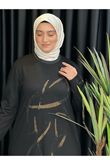 Butik büyük beden Φόρεμα από βαμβακερό χτενισμένο βισκόζη