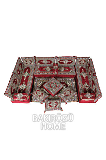 BAKIRÖZÜ HOME Şark Köşesi Takımı (20 CM MİNDER KALINLIĞI) Bordo Yahyalı  Modeli 19 Parça