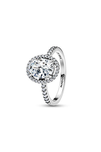 Pandora Oval Işıltılı Hale İddialı Yüzük