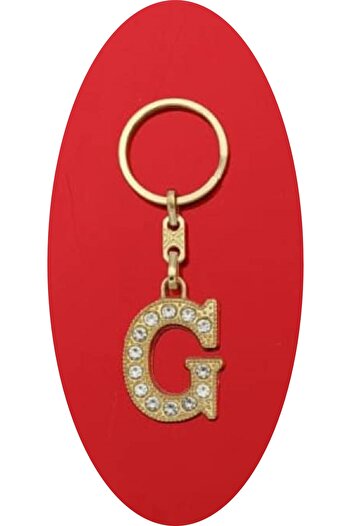 TAN EXPRESS Metal Keychain with Letter g Stone, Gold Color (9X4X2.5 cm)