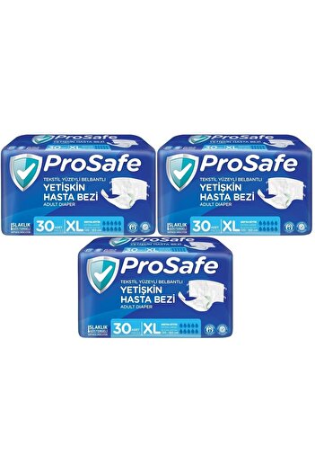 PROSAFE XL Size Extra Large Waist Banded Textile Surface 90 Pieces (3Pk*30) Patient Diapers Adult