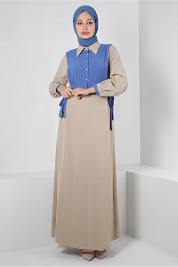 Alvina SIDE BINDING DETAIL TWO COLOR DRESS 43936