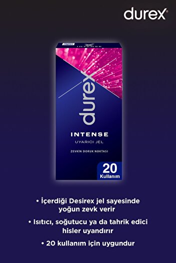 Durex Çoklu Erojen Bölge Uyarıcı+ Intense Uyarıcı Jelli &Tırtıklı Prezervatif 20li+ Intense Jel 10ml