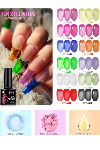 X SPRING Nail Polish 12 Piece , High Gloss Shiny Long Lasting Top Gel , for Home DIY and Nail Salon.