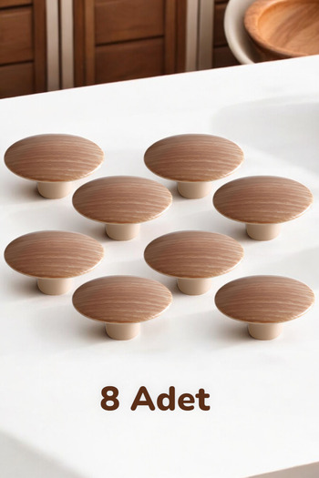 GLASWEN 8Pcs Bohemian Plastic Handle Walnut Cambered Button Furniture Kitchen Wardrobe Cabinet Drawer Handle Handles