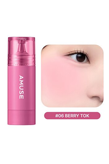 Amuse Cheek Tok Tok - Protein ve Peptitli 12 Saat Kalıcı Kadife Dokulu Allık 5.5ml #06 BERRY TOK