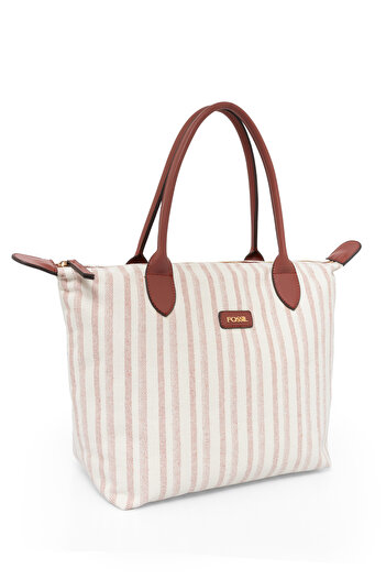 Fossil Tile Women's Stripe Patterned Canvas Hand and Shoulder Bag 05Fo25Y5050