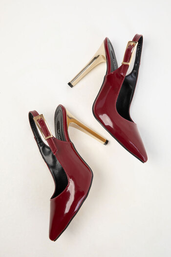 SOHO Claret Red Patent Leather Women's Classic Heeled Shoes 20447