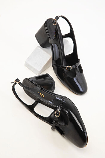 SOHO Black Patent Leather Women's Classic Heeled Shoes 20467
