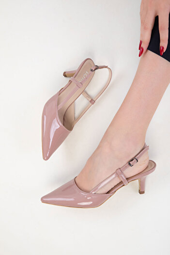 SOHO Salmon Patent Leather Women's Classic Heeled Shoes 20428