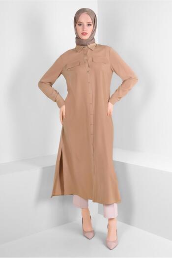 Alvina Back Embroidered Shirt Collar Tunic - 43566