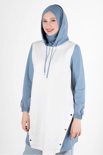 Alvina Hooded and Snap Detailed Tracksuit Tunic - 42346