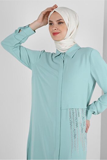 Alvina SHIRT COLLAR STONE PRINTED PANT SUIT 43518
