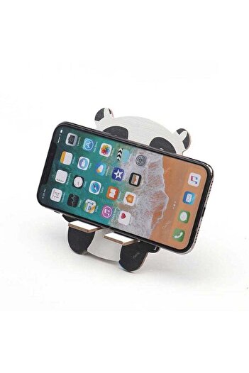 Generic Cute Panda Wooden Mobile Stand