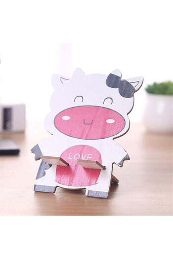 Generic Cute Cow Wooden Mobile Stand
