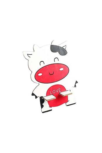 Generic Cute Cow Wooden Mobile Stand