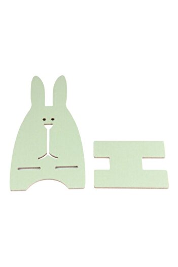 Generic Cute Rabbit Wooden Mobile Stand Green 344