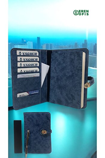 Eren Ofis Special Design Nubuck Leather Cover Notebook - Ballpoint Pen Set Gift
