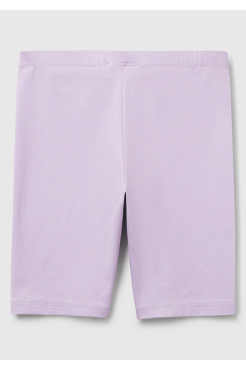 United Colors of Benetton Girl's Lilac Tone Sür Tone Logo Embroidered Mini Cyclist Tights