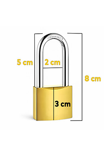 Badem10 Yellow Cast Padlock - 32 mm Long with 3 Keys